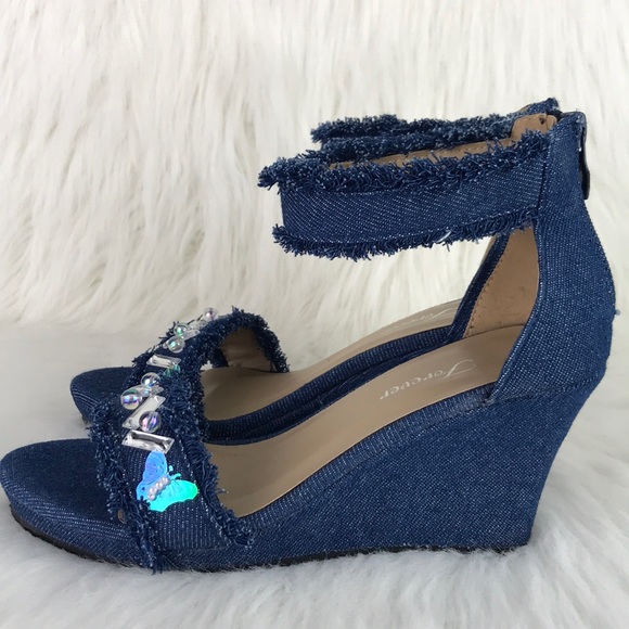 Fashion Denim Wedge Sandals - Picture 8 of 11